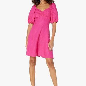 The Drop Pink Linen Nala Dress | Hot Pink Linen Mini Dress Size L